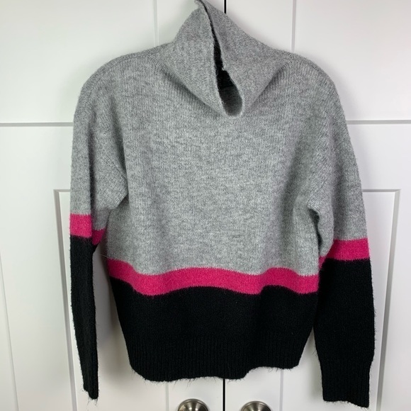 Karen Kane SMALL wool Blend Sweater Color Block Gray Pink Mock Neck - Picture 2 of 6